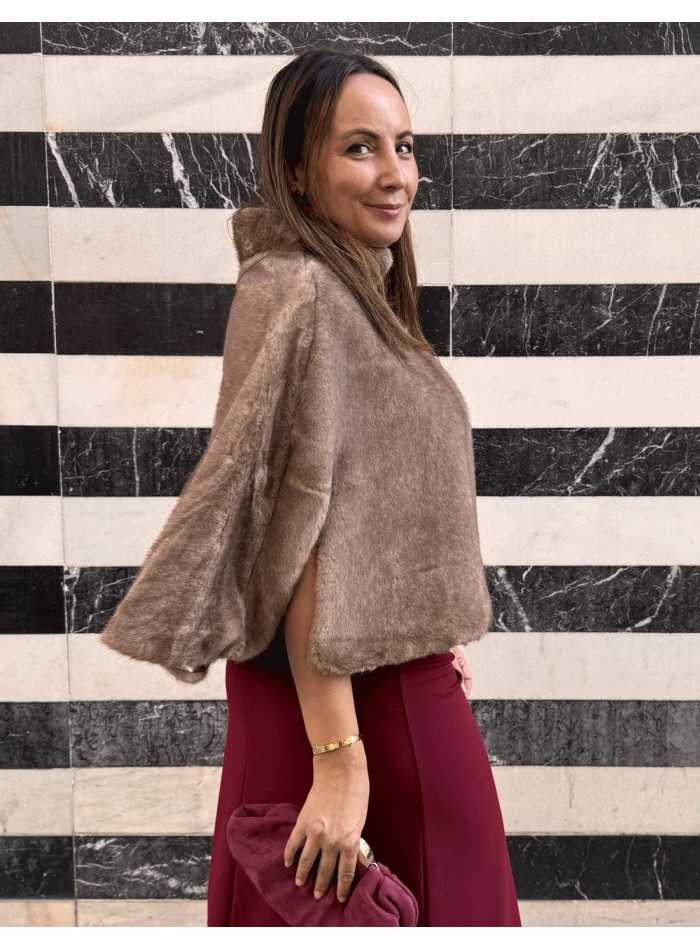 Brown synthetic hair cape for wedding guests