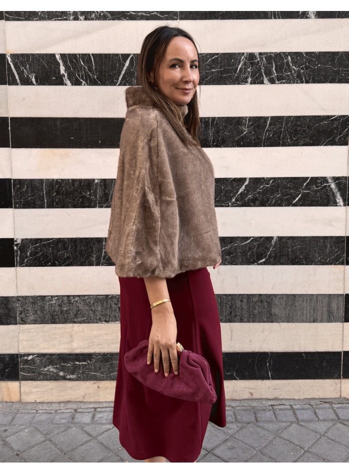 Brown synthetic hair cape for wedding guests