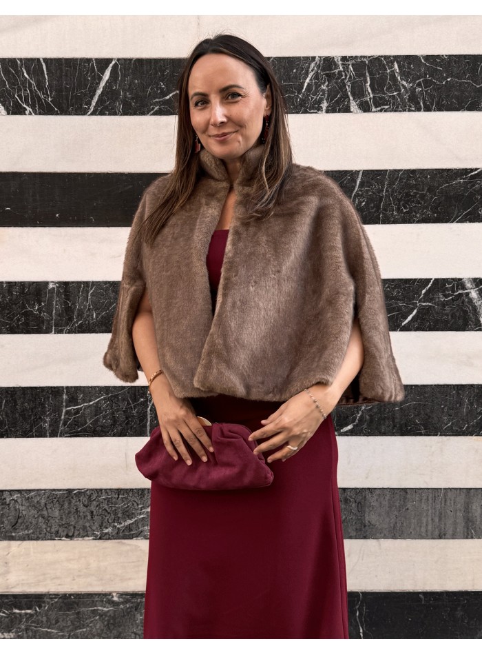 Brown synthetic hair cape for wedding guests