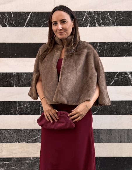 Brown synthetic hair cape for wedding guests