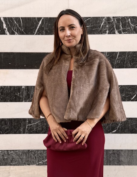 Brown synthetic hair cape for wedding guests