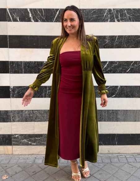 Olive color velvet kimono