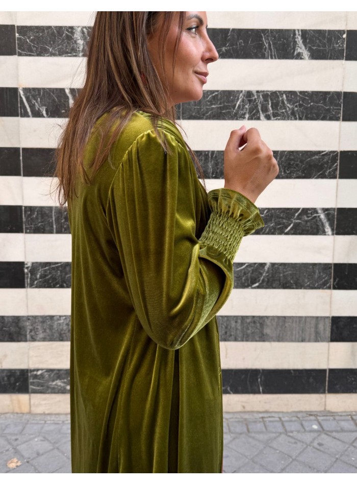 Olive color velvet kimono