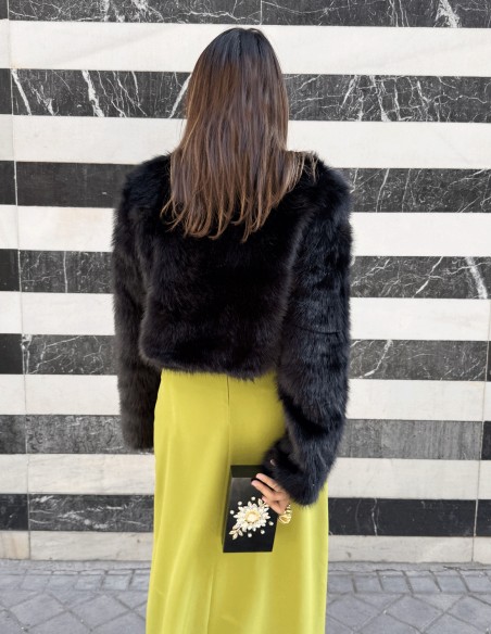 Premium black faux fur bolero jacket