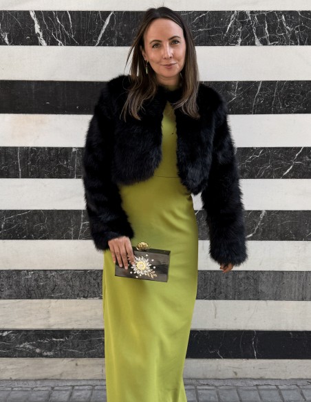 Premium black faux fur bolero jacket