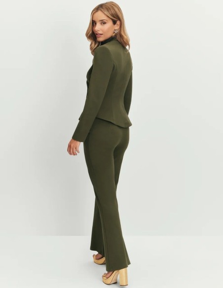 Pantalon vert militaire à taille haute et jambes larges
