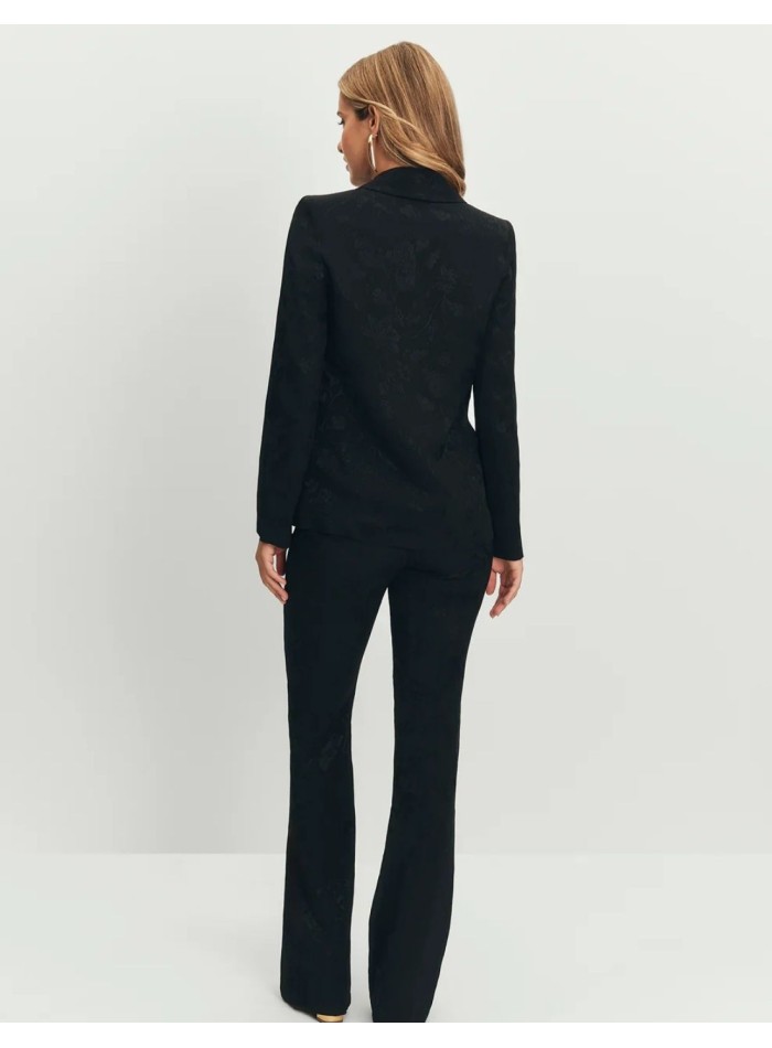 Black jacquard pants, high rise and flared...