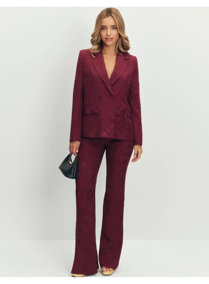 Pantalon évasé en jacquard aubergine