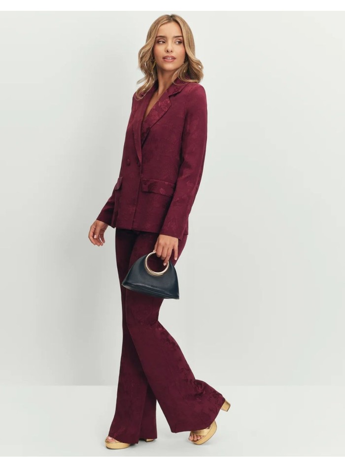 Pantalon évasé en jacquard aubergine