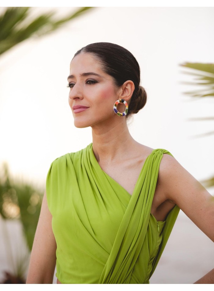 Boucles d'oreilles circulaires multicolores