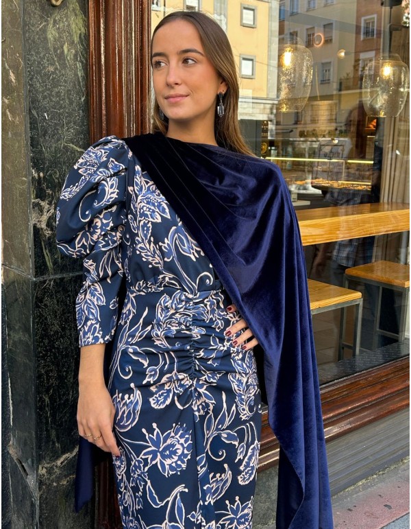 Capa de terciopelo azul marina para invitada 2