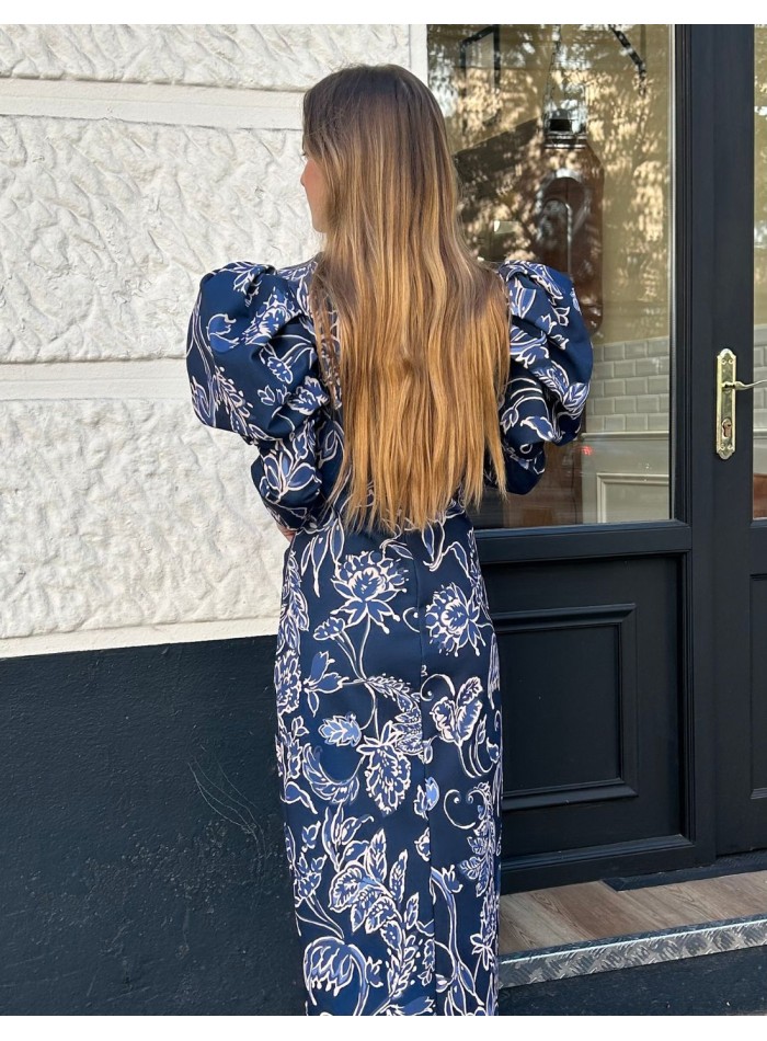 Robe d'invité midi à manches françaises avec...