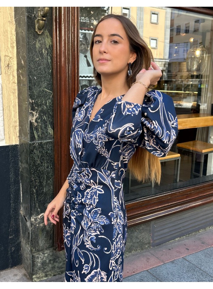 Robe d'invité midi à manches françaises avec...