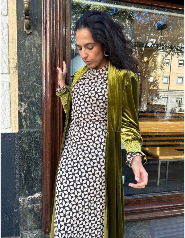 Olive color velvet kimono