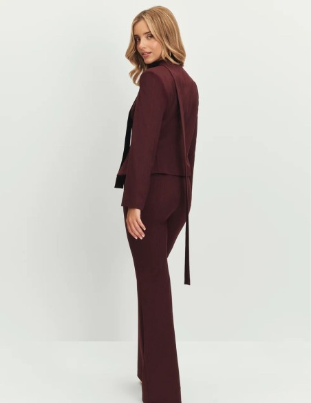 Maroon long high-waisted wide-legged pants