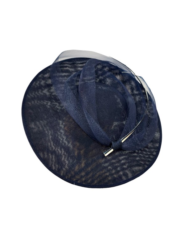 Navy blue wedding hat with rachis and handmade mane 2