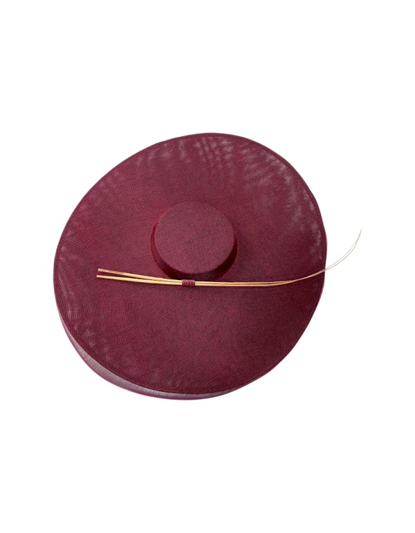 Maroon wedding hat with horsehair detail and handcrafted...
