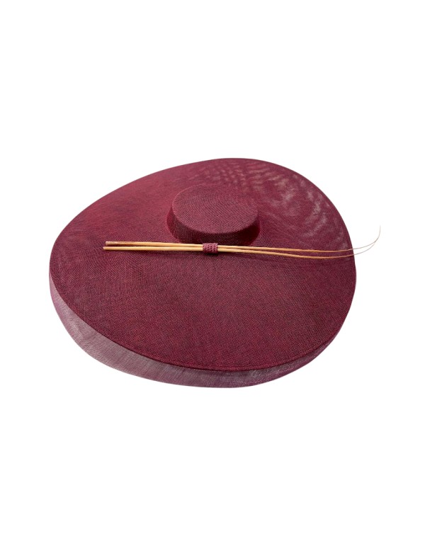 Maroon wedding hat with horsehair detail and handcrafted... 2