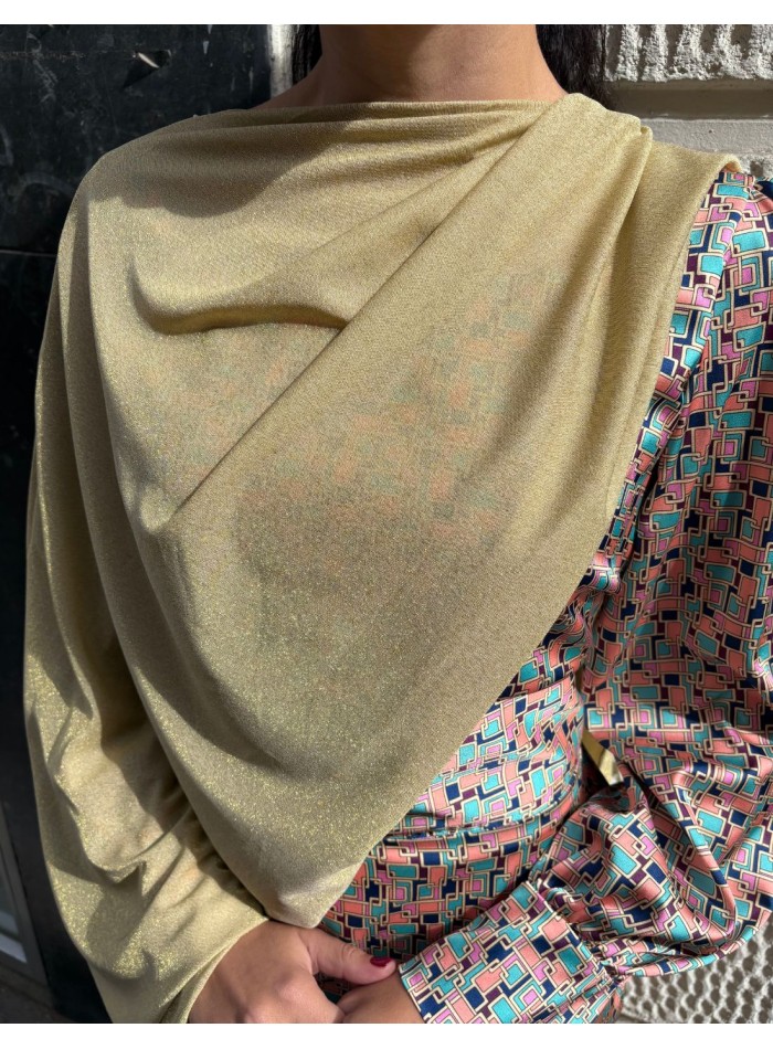 Cape de soirée courte et dorée avec paillettes