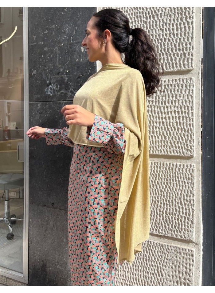 Cape de soirée courte et dorée avec paillettes