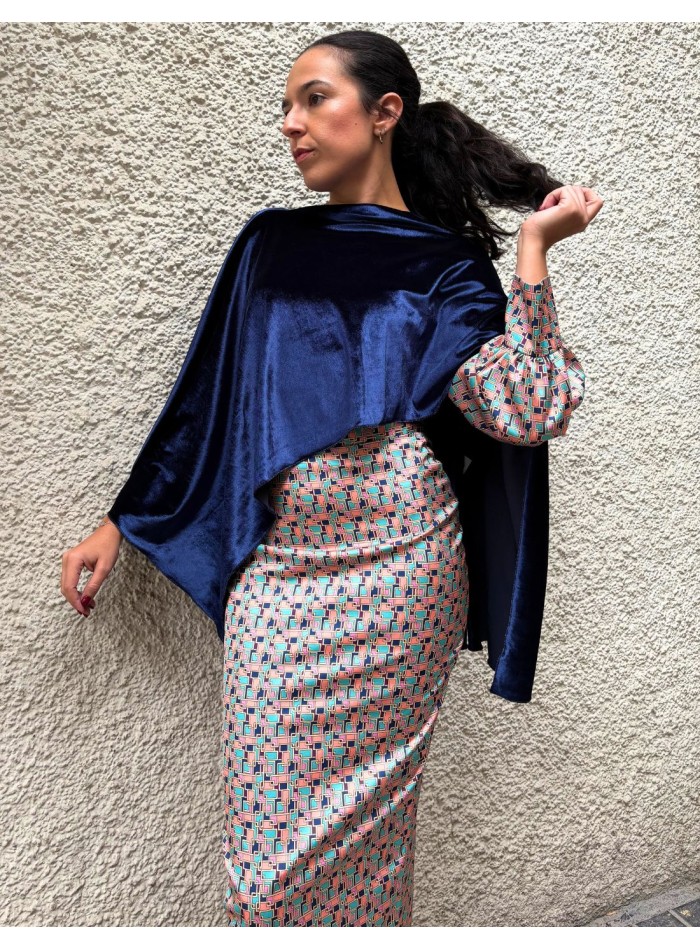 Cape d'invité en velours bleu marine