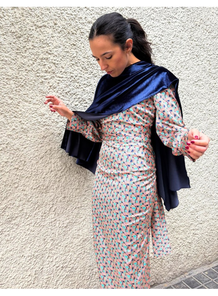 Cape d'invité en velours bleu marine