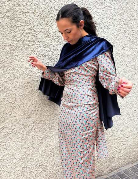 Cape d'invité en velours bleu marine