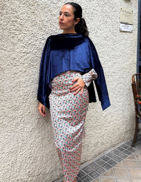 Cape d'invité en velours bleu marine