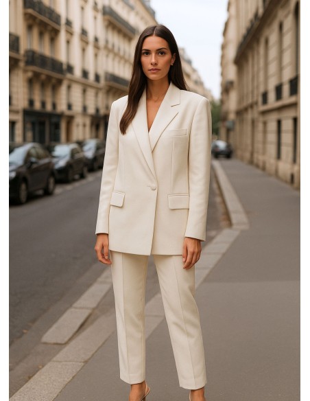 Blazer structuré oversize blanc perle
