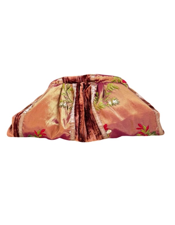 Silk and velvet clutch bag with coral print
