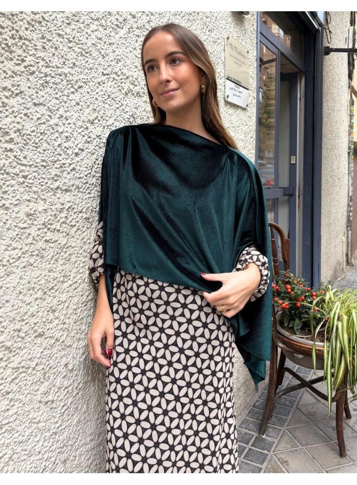 Bottle green short velvet coat