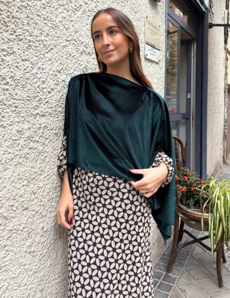 Bottle green short velvet coat