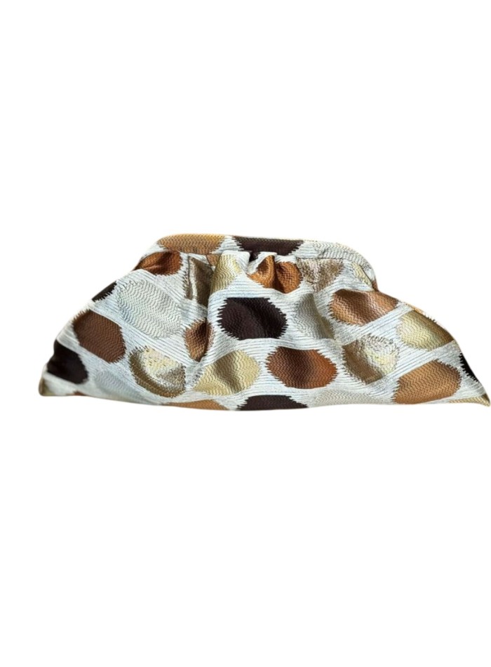 Handbag in polka-dot printed fabric with glitter