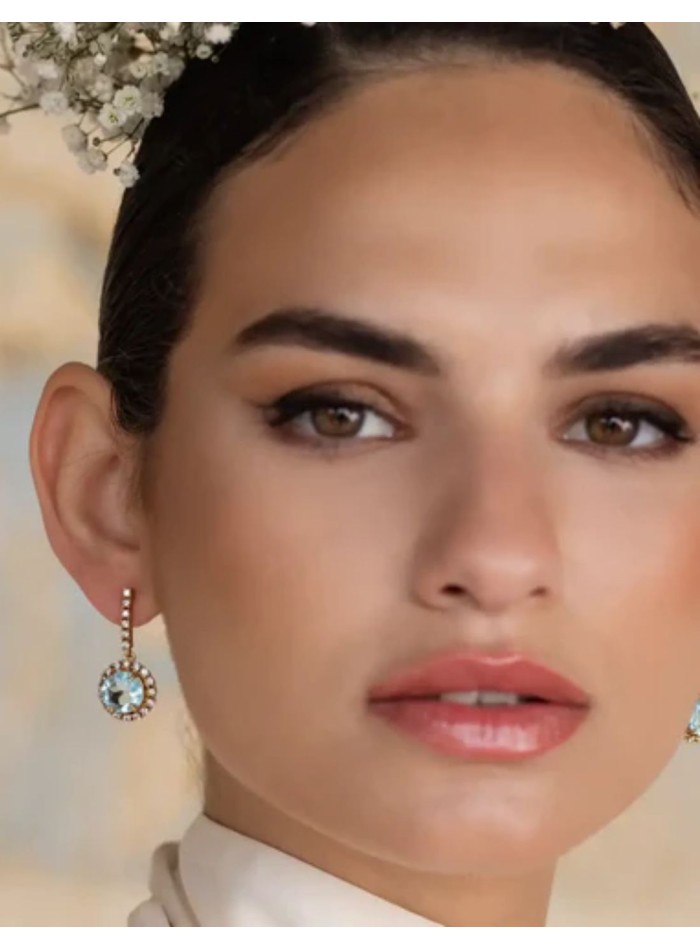 Boucles d'oreilles avec pierre aigue-marine...