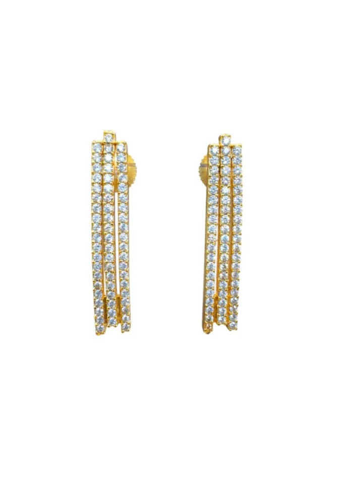 Earrings with three rows of zircons