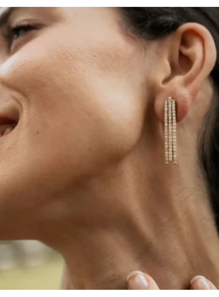Pendientes con tres hileras de circonitas