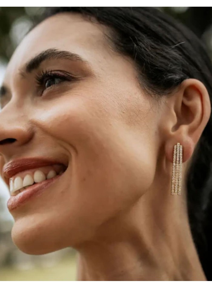 Pendientes con tres hileras de circonitas