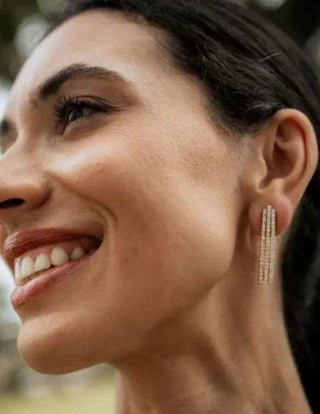 Pendientes con tres hileras de circonitas