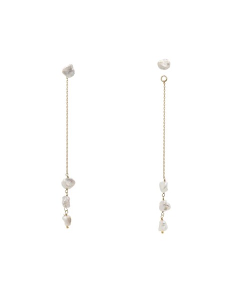 Earrings with fine chain and irregular pearls