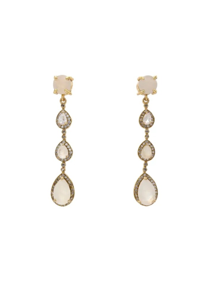 Teardrop earrings with faceted stones and zircons