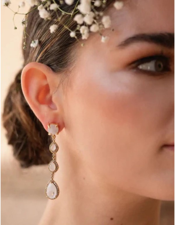 Teardrop earrings with faceted stones and zircons 2