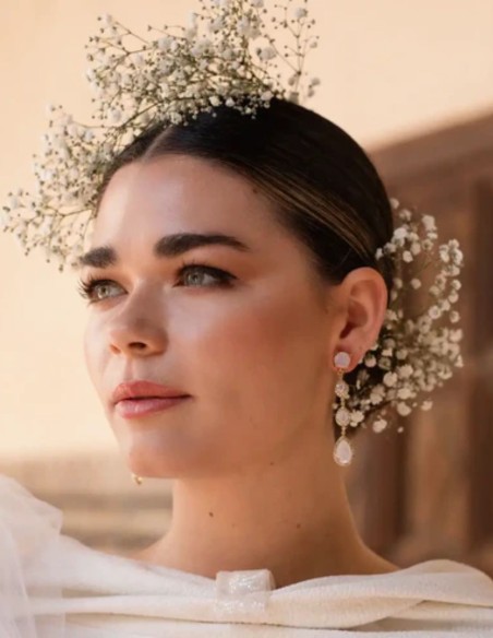 Pendientes de lágrimas con piedras facetadas y circonitas