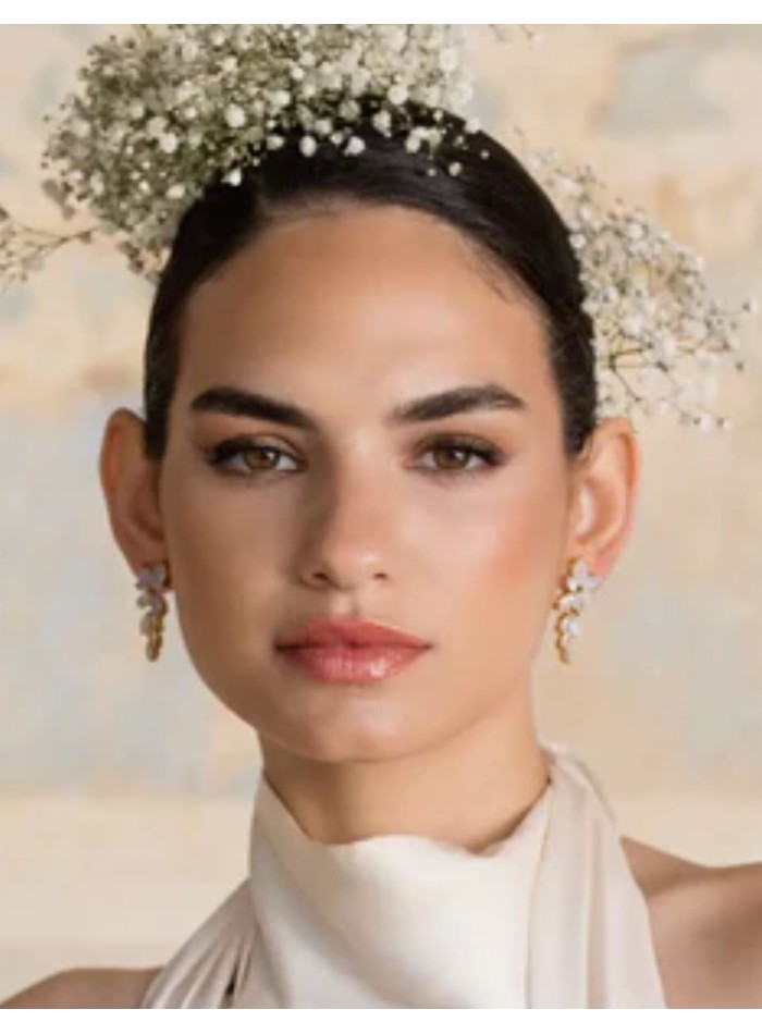 Boucles d'oreilles fleurs avec feuilles...