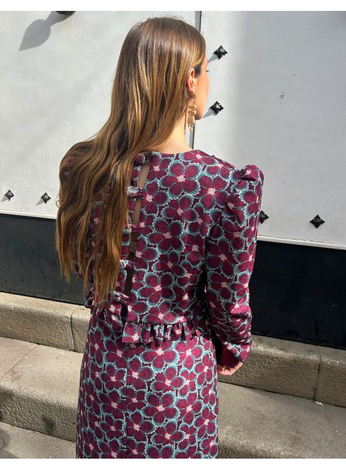 Bougainvillea floral print top and skirt set