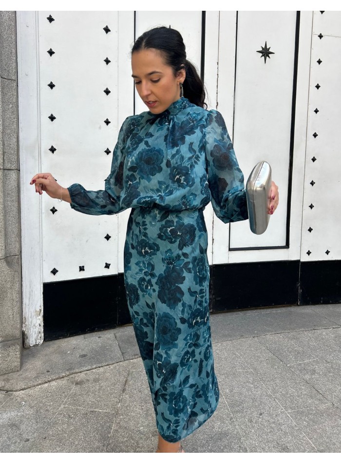 Parure d'invité avec imprimé bleu et tissu...