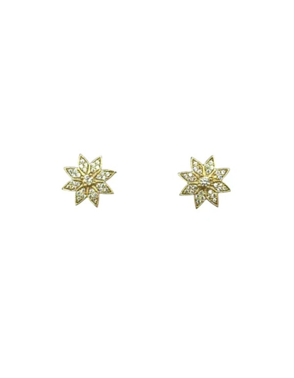 Flower-shaped zirconia earrings