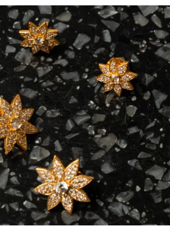 Boucles d'oreilles avec zircon en forme de fleur