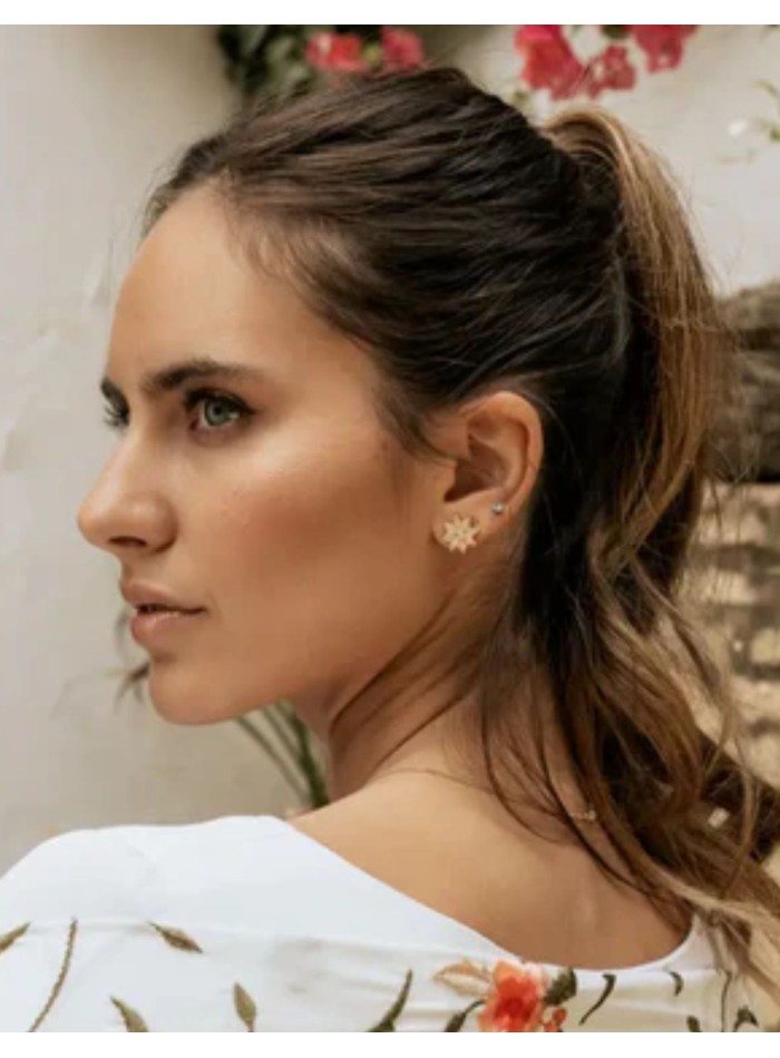 Pendientes con circonitas en forma de flor