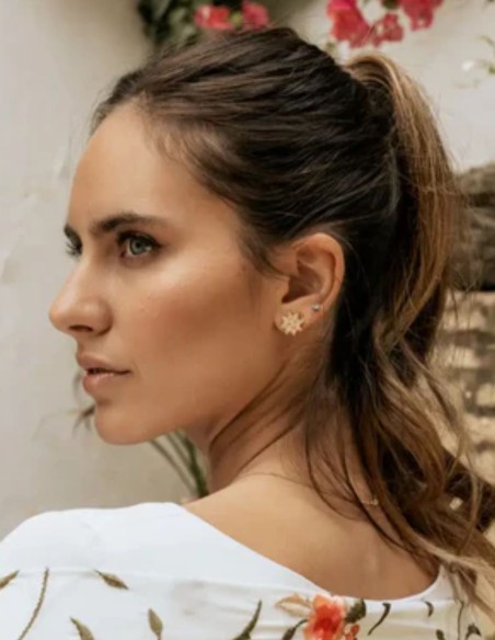 Pendientes con circonitas en forma de flor