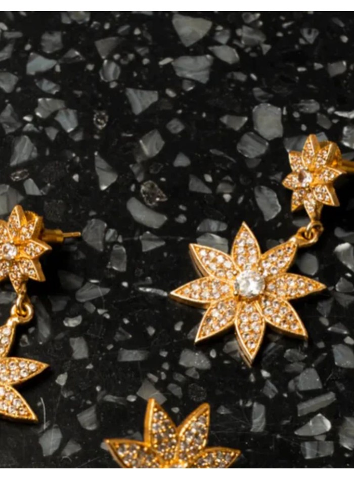 Pendientes con doble estrella con circonitas